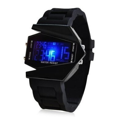 ASHIA Avion multi-fonction horloge montre-bracelet pour les hommes avec la variété de l’affichage à LED de couleurs (noir) LED double temps modernes Analogique Numérique – Noir dans un cadeau élégant