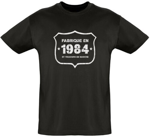 Tee shirt – Fab 1984 – Coton bio – Homme Noir XL
