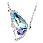 Le Premium® Briser Collier Papillon Cocoon fait avec SWAROVSKI ® ELEMENTS Aquamarine + Tanzanite avec Le Premium® boîte-cadeau originale
