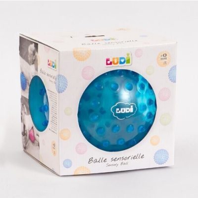 Balle Sensorielle Ludi Pour Bébé - Bleu - 20cm - PVC Souple - Éveil Et Motricité Dès 6 Mois