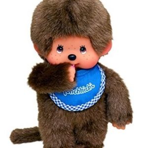 Peluche singe KIKI LE VRAI yeux marron signé sous le pied 18 cm - S