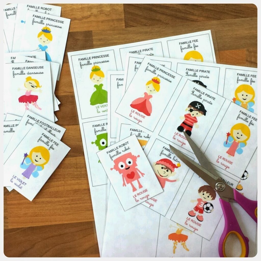 Jeu de 7 familles des couleurs à imprimer