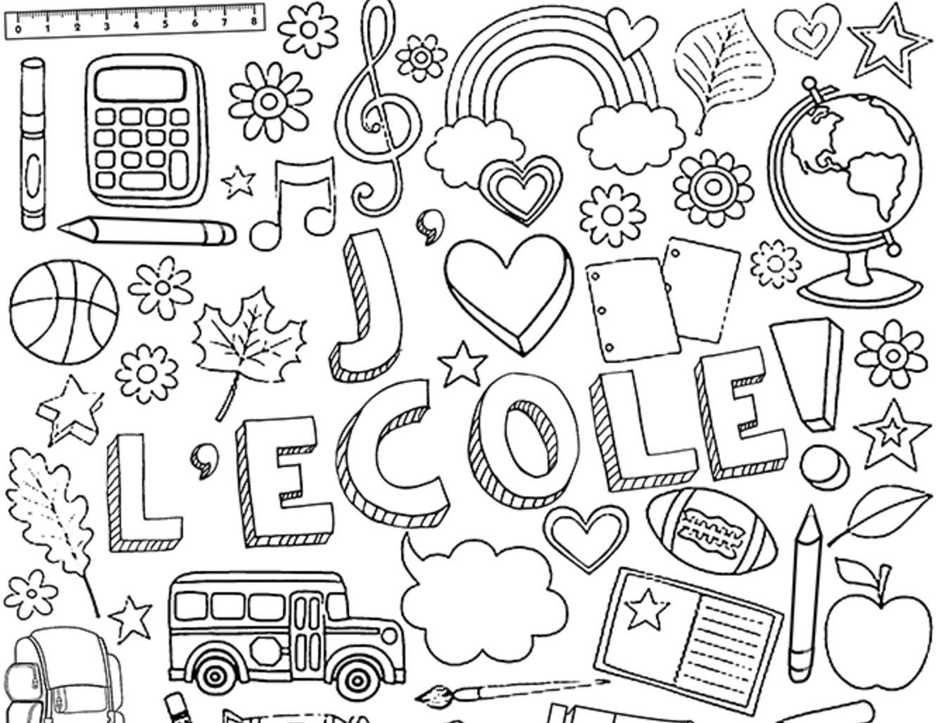 1Coloriage des affaires d école