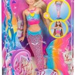 Barbie Dreamtopia poupée sirène Arc-en-ciel blonde Couleurs et Lumières à plonger dans l&rsquo;eau, avec piles incluses, jouet…