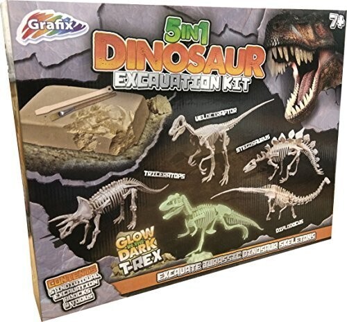 Grafix 5 En 1 Dinosaures Fouille Fossiles Creuser Kit