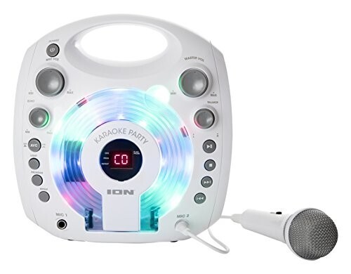 Ion Audio Karaoke Party White | Lecteur Karaoké Portable avec Effets Lumineux et Micro