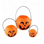 Tinksky 17cm Boite de Citrouille portative pour Halloween Sac à provisions de Citrouille pour Enfants avec 1 Lampe à LED