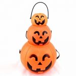 Tinksky 17cm Boite de Citrouille portative pour Halloween Sac à provisions de Citrouille pour Enfants avec 1 Lampe à LED