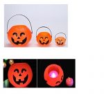 Tinksky 17cm Boite de Citrouille portative pour Halloween Sac à provisions de Citrouille pour Enfants avec 1 Lampe à LED