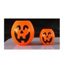 Tinksky 17cm Boite de Citrouille portative pour Halloween Sac à provisions de Citrouille pour Enfants avec 1 Lampe à LED