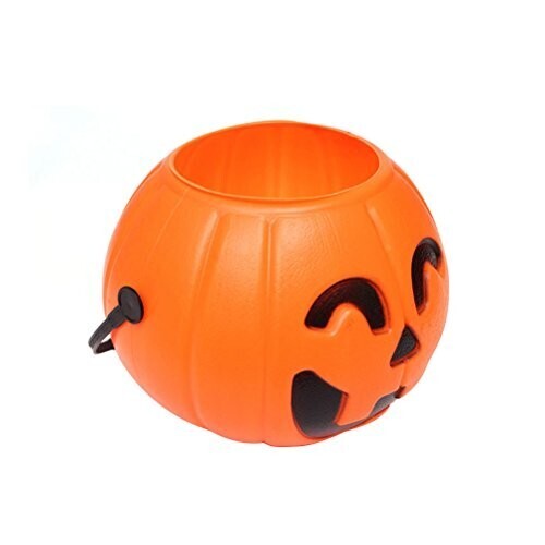 Tinksky 17cm Boite de Citrouille portative pour Halloween Sac à provisions de Citrouille pour Enfants avec 1 Lampe à LED