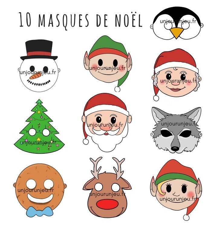 masques de Noël à imprimer en couleurs