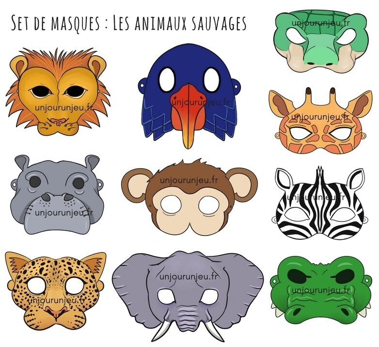 Kit Fête Anniversaire Animaux Jungle – 60 Pièces (masques, Porte-clés, Bracelets, Bagues, Tatouages)