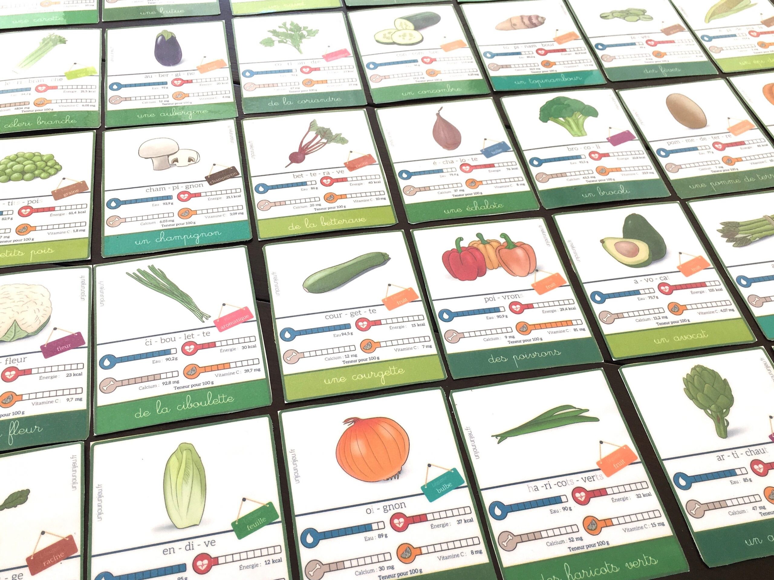 36 cartes de nomenclature sur les légumes