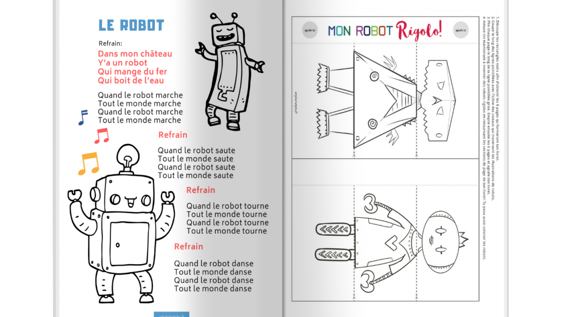 Les P'tits Ouistitis - robots : comptine et flip flap book