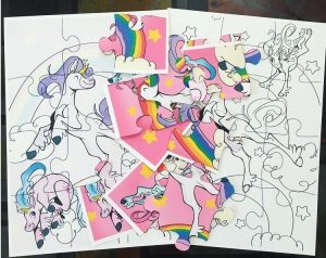 Chasse au trésor licornes, puzzles