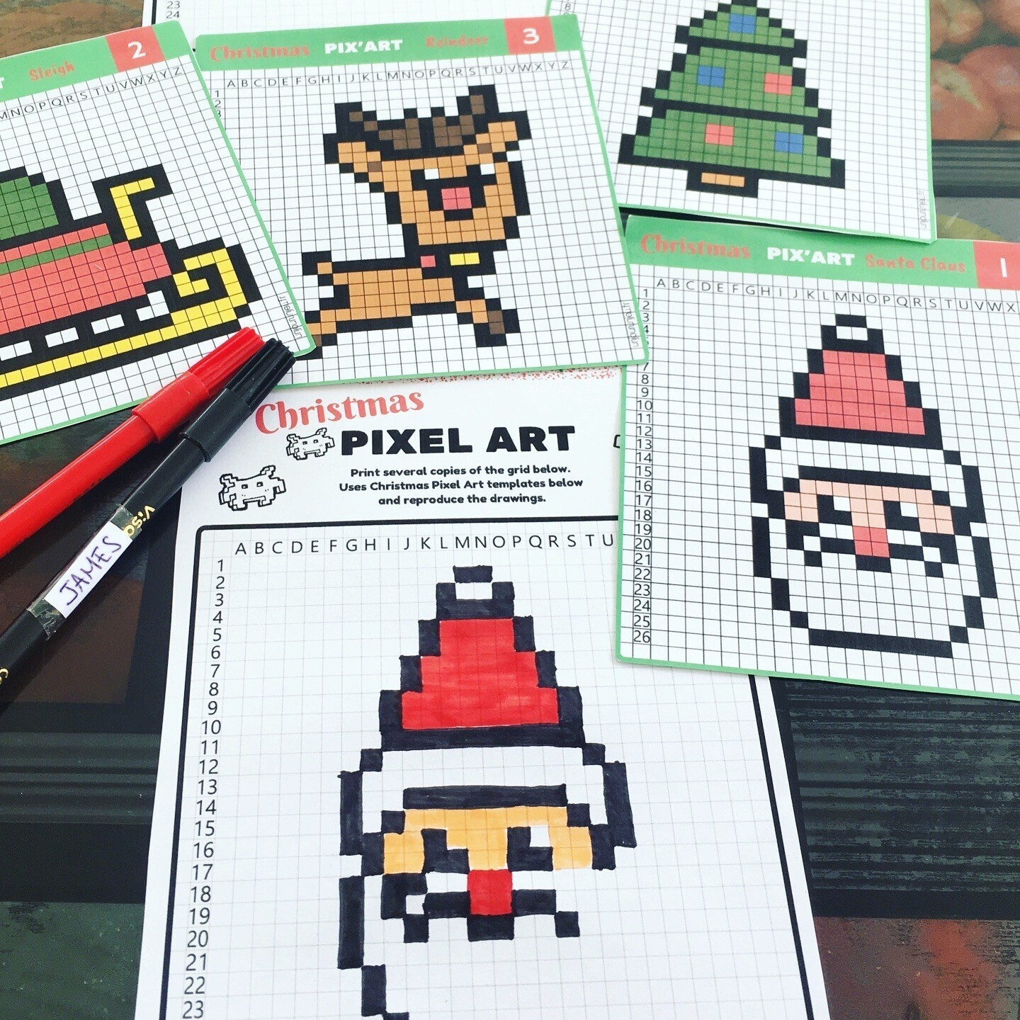 Pixel Art De Noël 12 Modèles à Imprimer Gratuitement Un