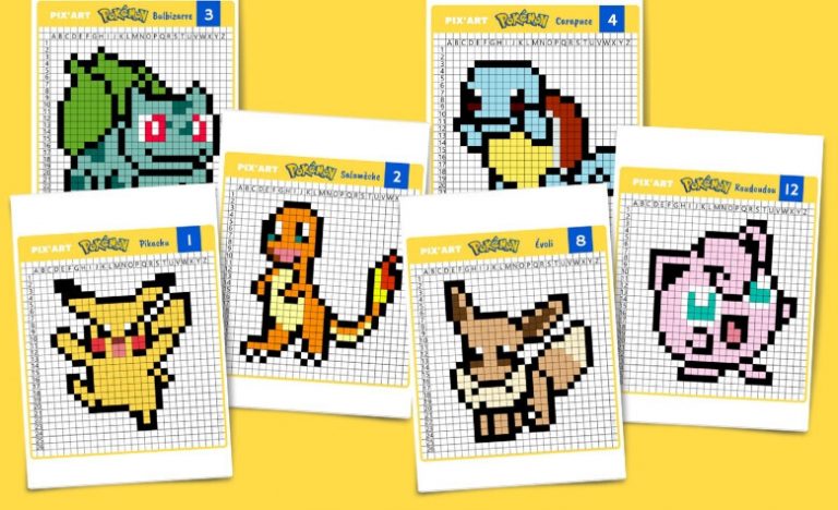 Pixel Art Pokemon à Imprimer www.unjourunjeu.fr