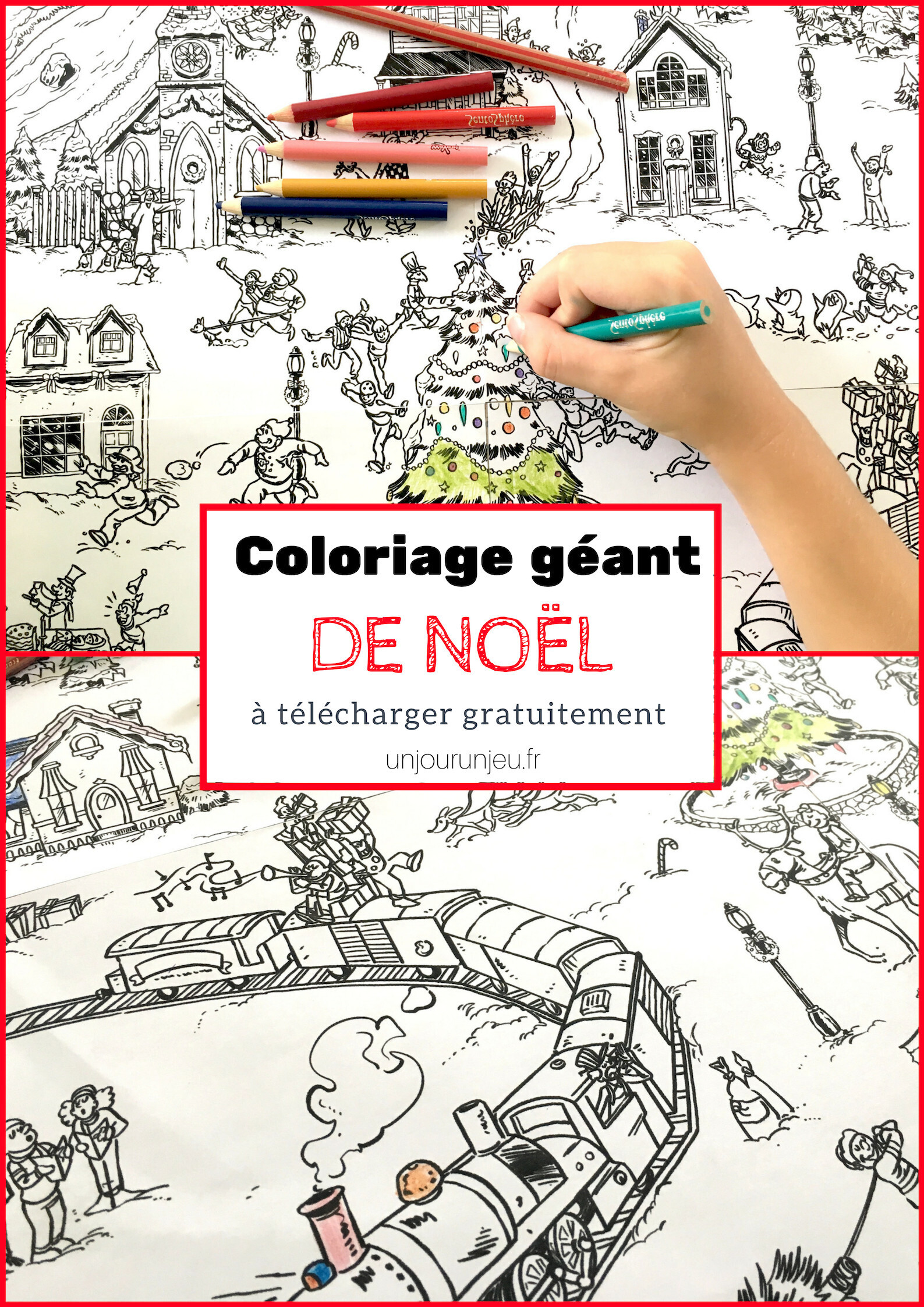 Coloriage Géant De Noël Le Village En Hiver Un Jour Un Jeu