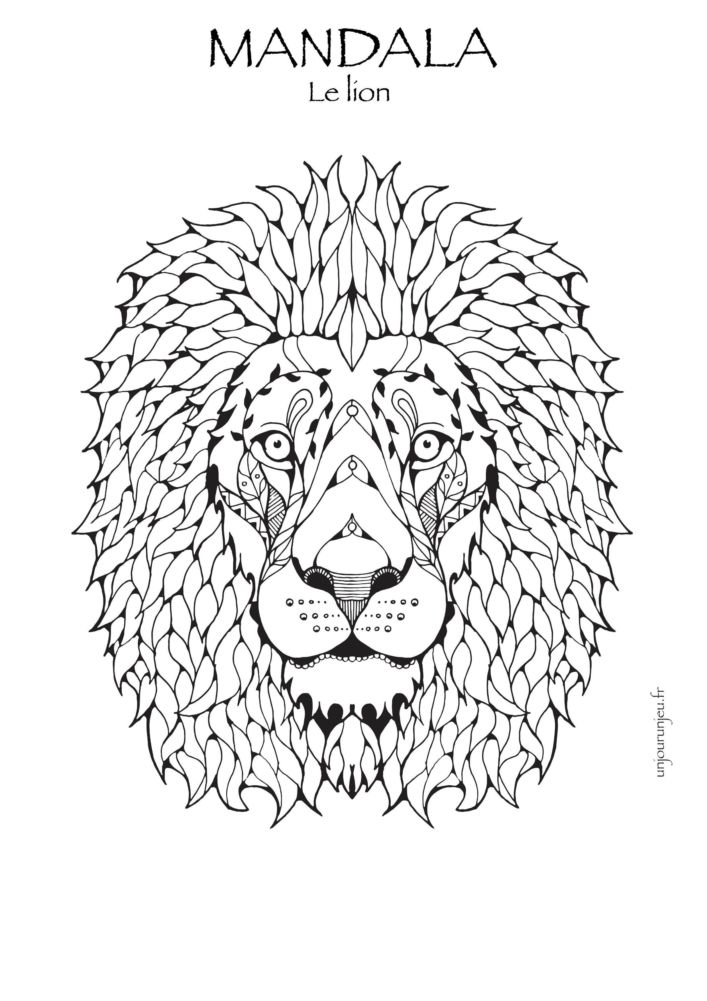 Dessin À Imprimer Mandala Lion  Coloriages Mandalas Animaux A