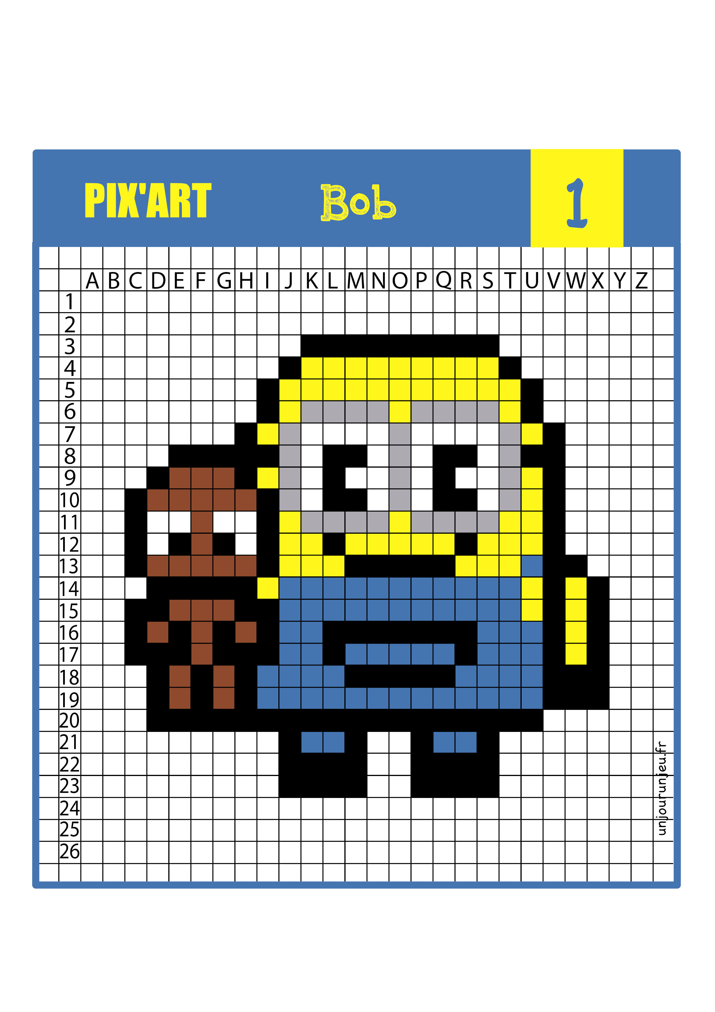 Pixel Art Minions 12 modèles à télécharger Un jour un jeu