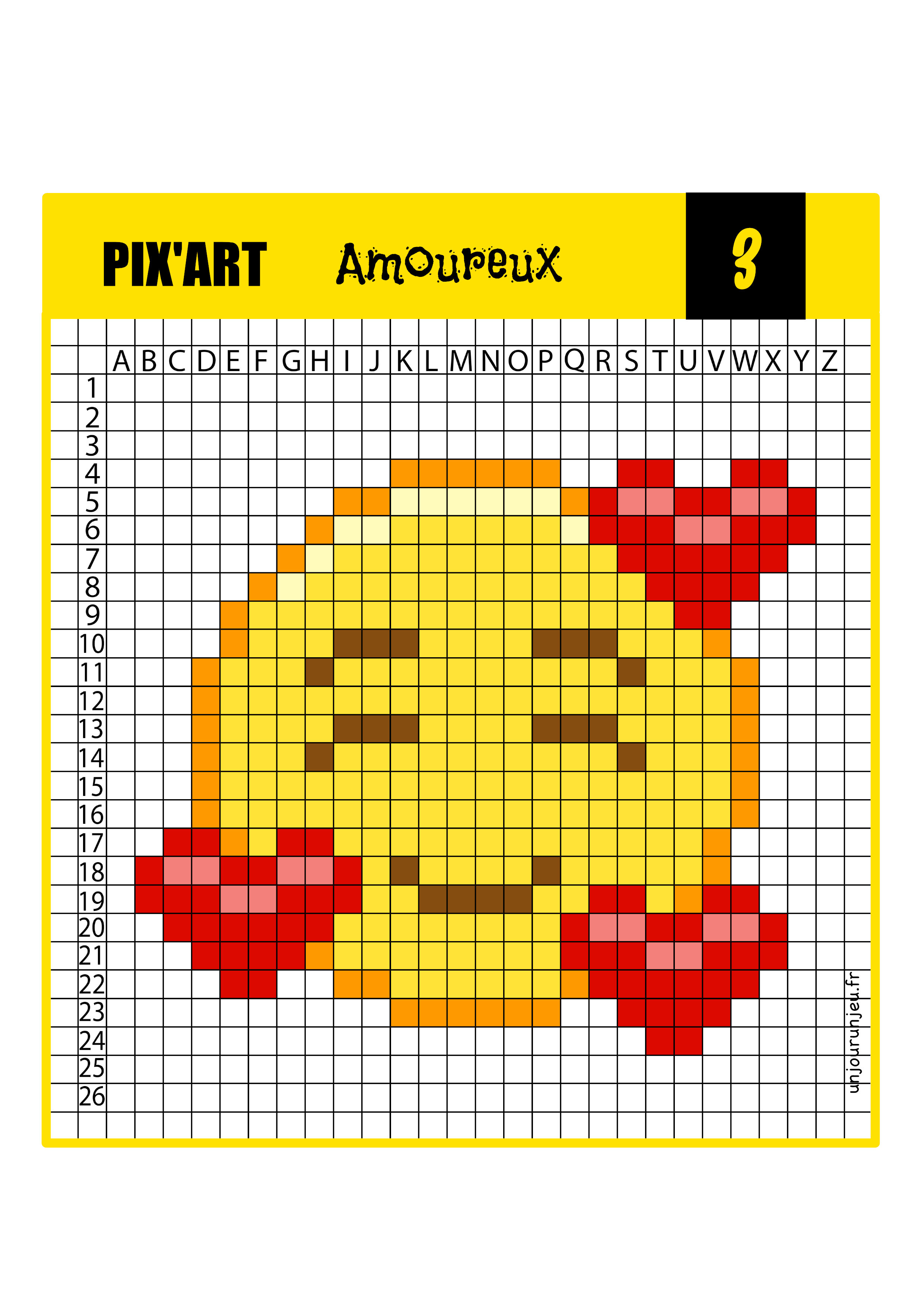 Pixel art smiley amoureux