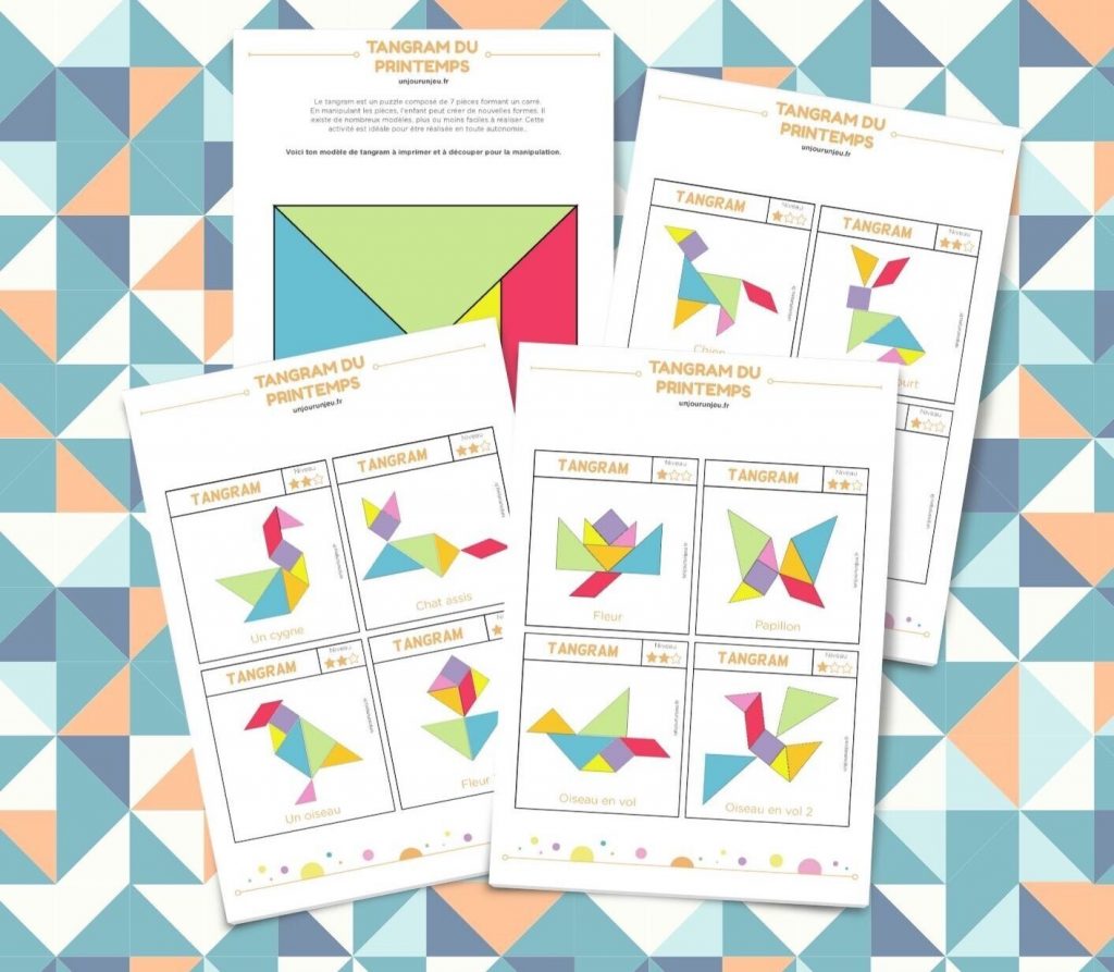 Mes 12 modèles de tangram du printemps