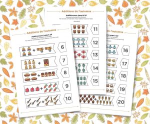 Activité de l’automne : mes petites additions à imprimer