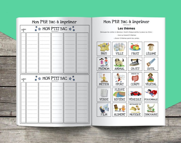 Mon p'tit bac à imprimer Un jour un jeu — free download
