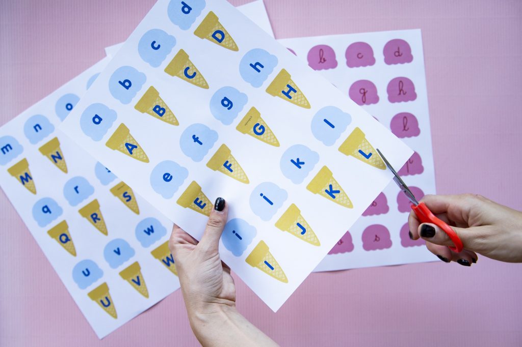 Correspondance alphabet glaces - étape 2