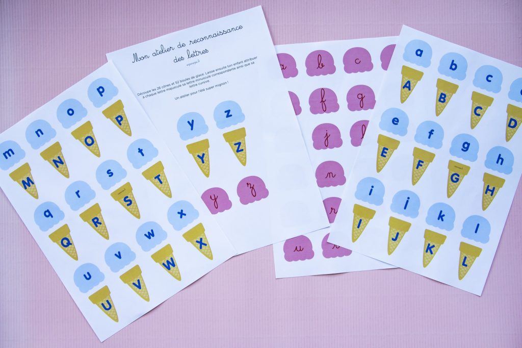 Correspondance alphabet glaces - étape 1