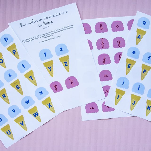 Mon atelier de reconnaissance des lettres avec des de glace Un jour un jeu