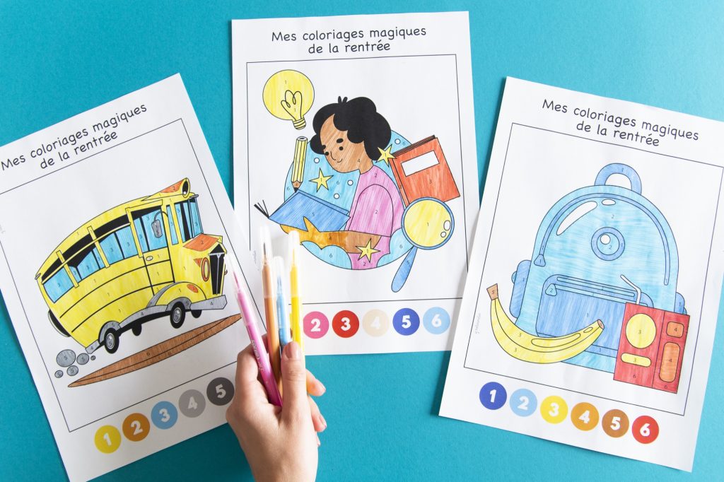 Coloriages magiques de la rentrée - étape 3