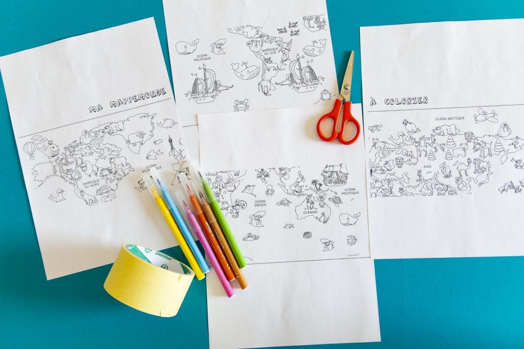 Ma mappemonde à colorier - étape 1