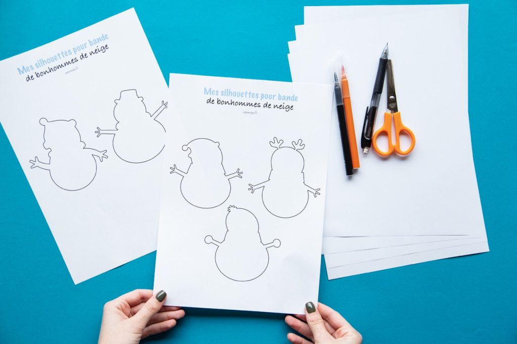 Mes frises en papier bonhommes de neige - étape 1