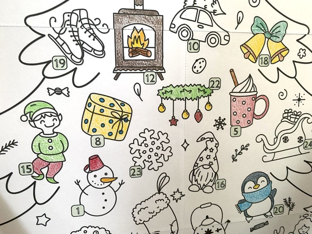Mon sapin géant de l'Avent à colorier