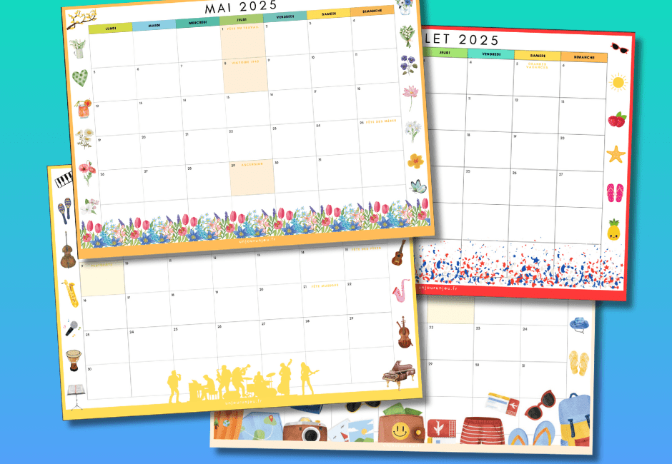 Calendrier mois par mois - unjourunjeu