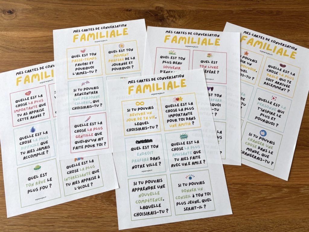Cartes de conversation familiale
