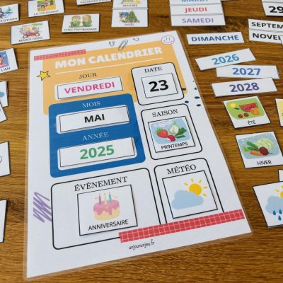 Mon calendrier à compléter