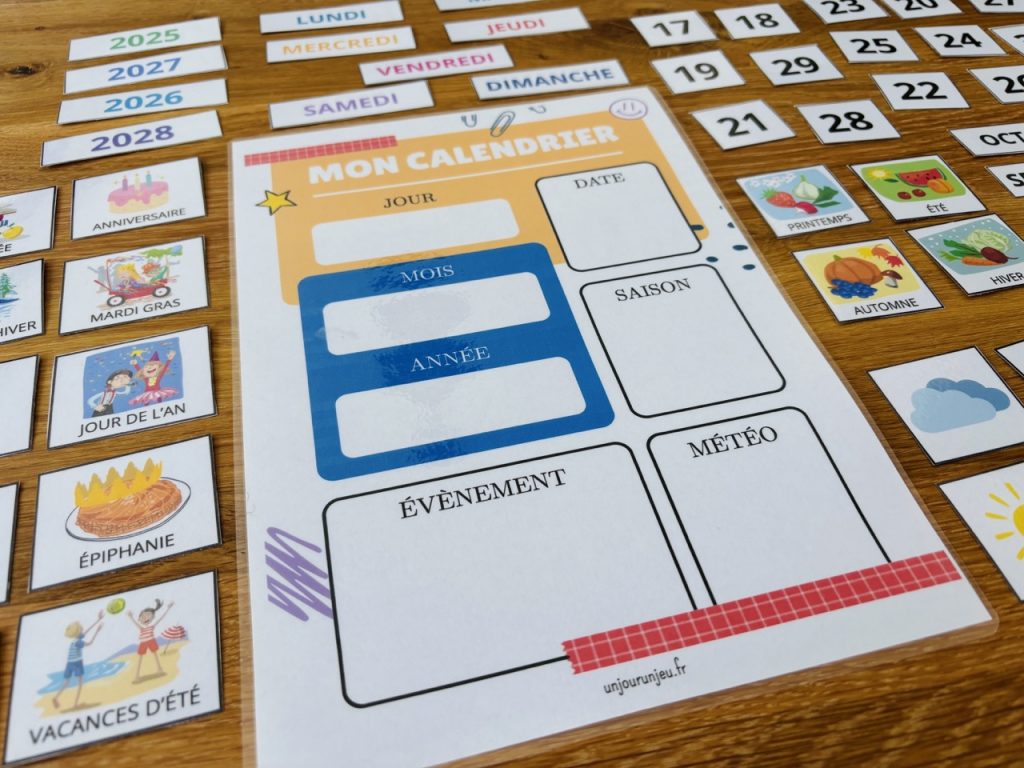 Calendrier à compléter - apprendre la date