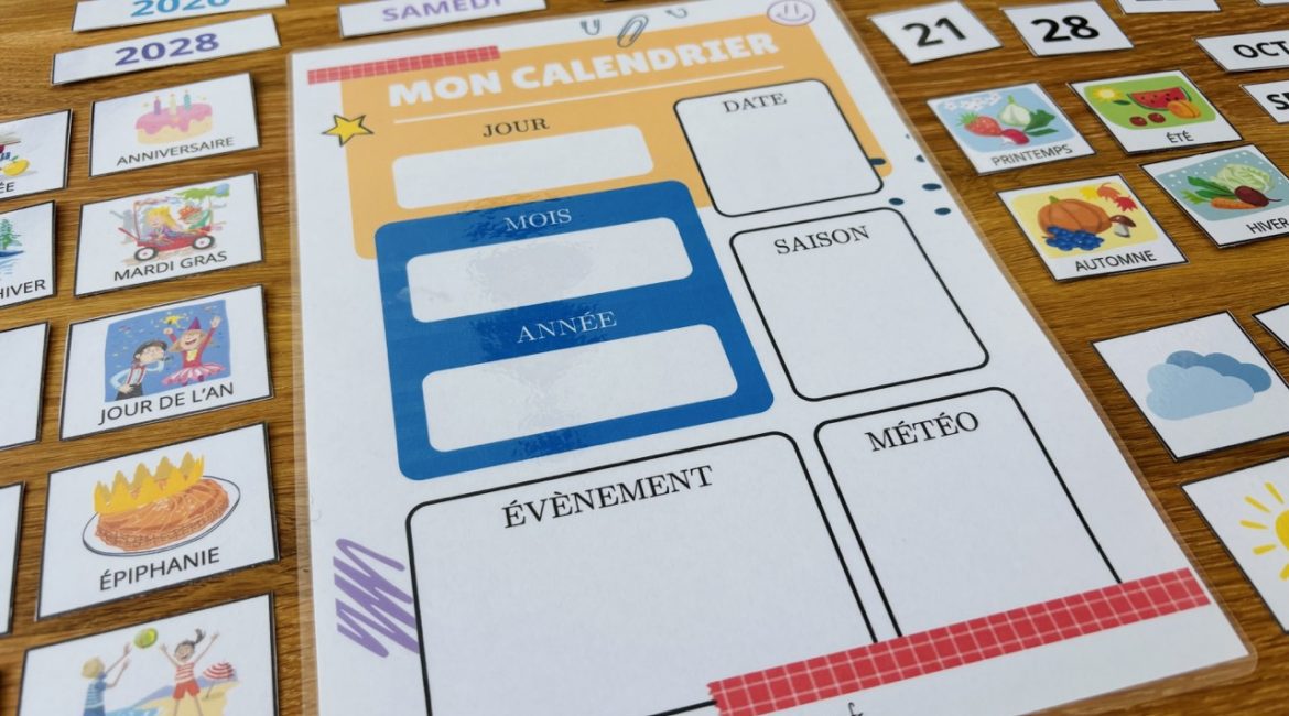 Calendrier à compléter - apprendre la date