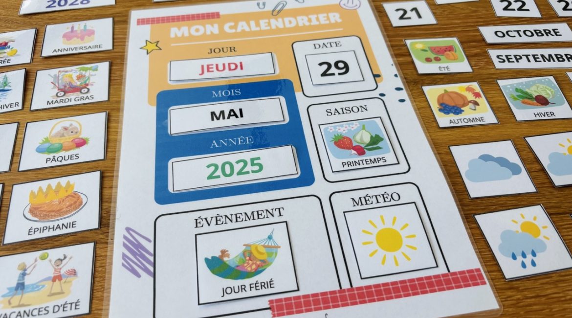 Calendrier à compléter - apprendre la date