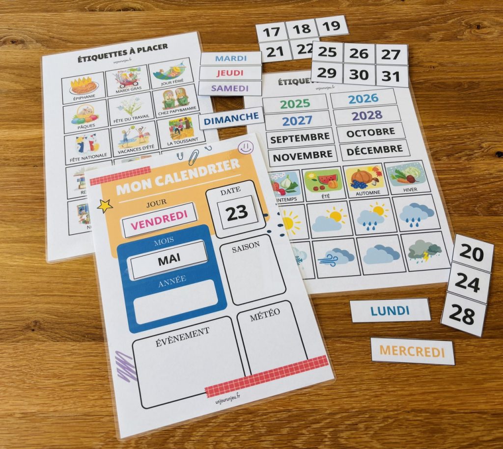 Calendrier à compléter