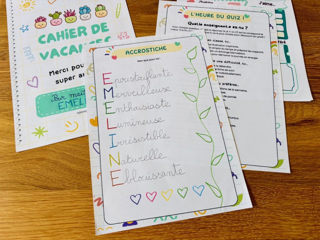 Cadeau enseignants : cahier de vacances