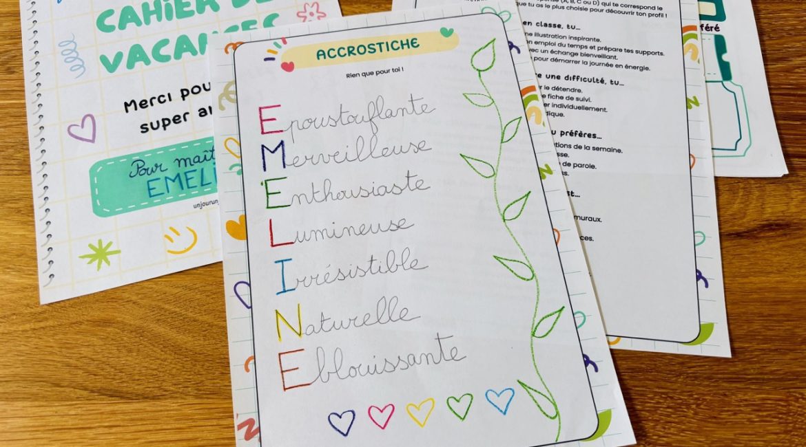 Cadeau enseignants : cahier de vacances