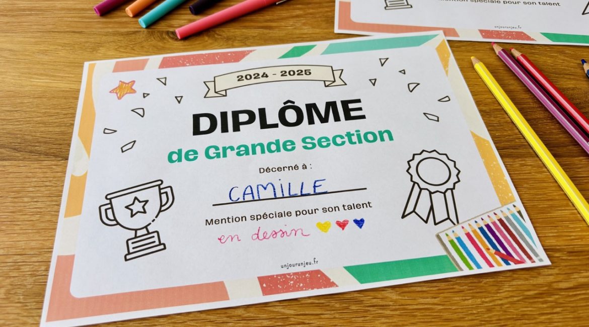 Diplômes fin d'année scolaire pour féliciter les élèves