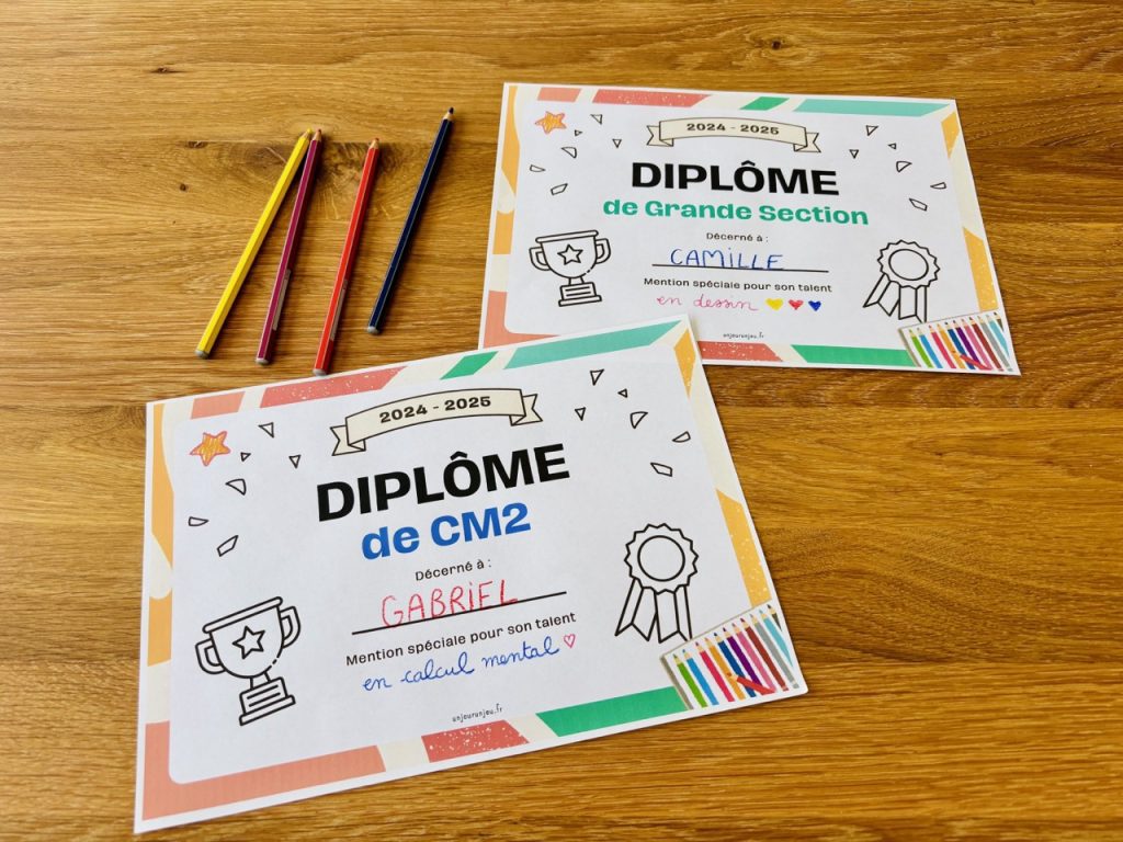 Diplômes fin d'année scolaire