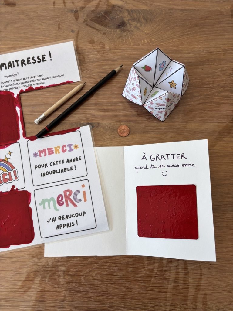 Carte surprise à gratter pour dire merci aux enseignants