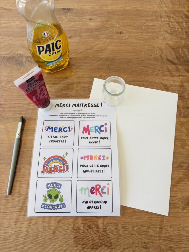 Carte surprise à gratter pour dire merci aux enseignants