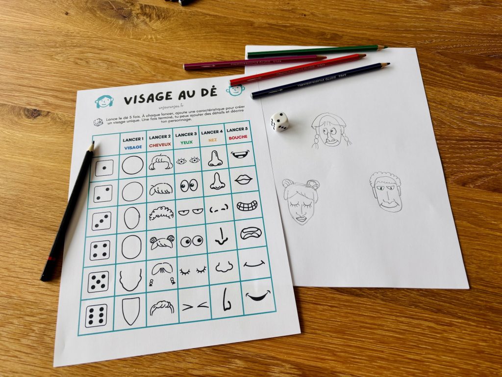 Visage au dé - jeu de dé pour dessiner des visages